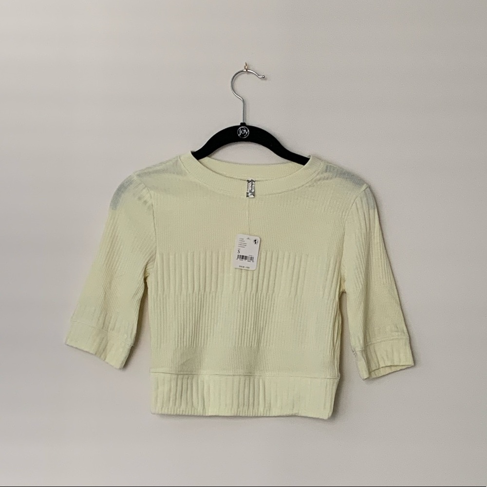 NWT Free People Soft Yellow Crop Top